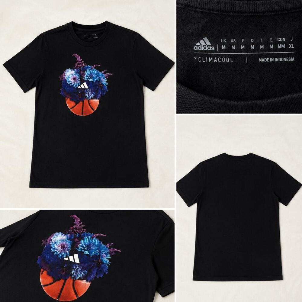 Adidas black graphic t shirt size medium